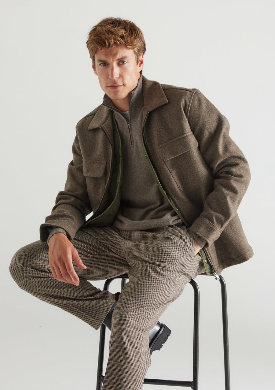 Men Loop Cashmere | Mens Cashmere Half Zip Sweater In Otter Brown