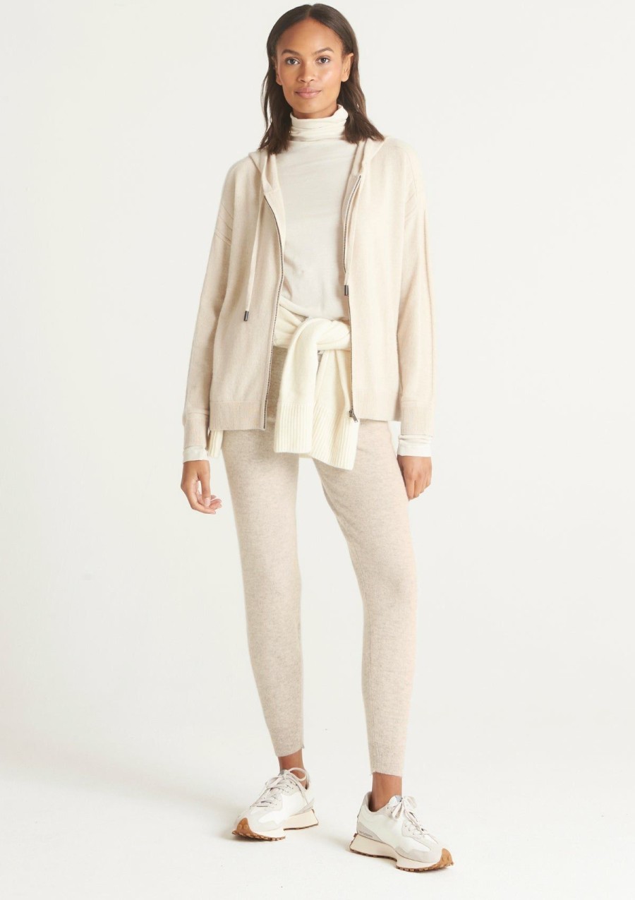 Women Loop Cashmere | Cashmere Zip Through Hoodie In Cream