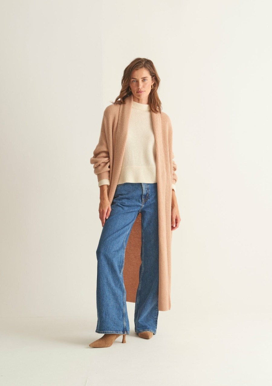 Women Loop Cashmere | Ribbed Cashmere Coatigan In Toffee