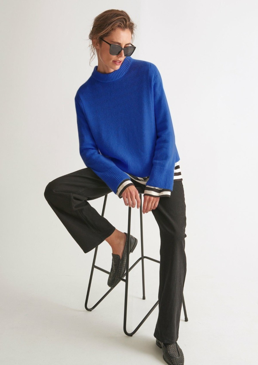 Women Loop Cashmere | Cropped Cashmere Sweatshirt In Klein Blue