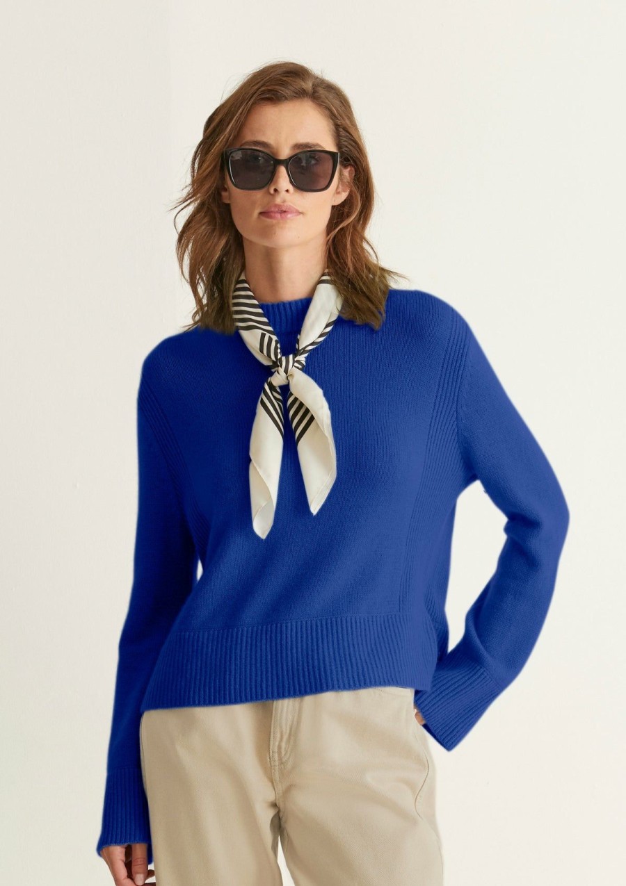 Women Loop Cashmere | Cropped Cashmere Sweatshirt In Klein Blue