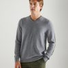 Men Loop Cashmere | Mens Cashmere V Neck Sweater In Derby Grey