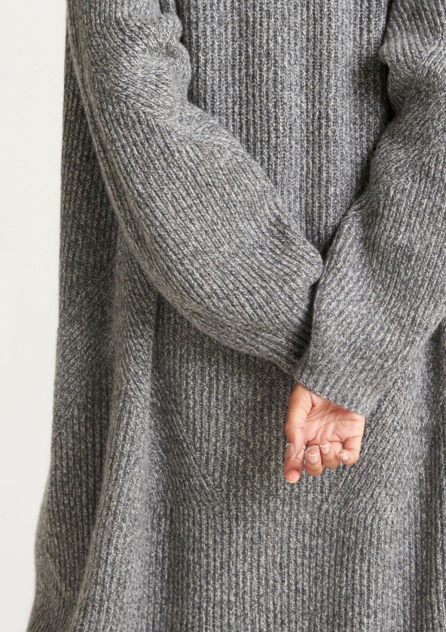 Women Loop Cashmere | Ribbed Cashmere Coatigan In Canyon Grey