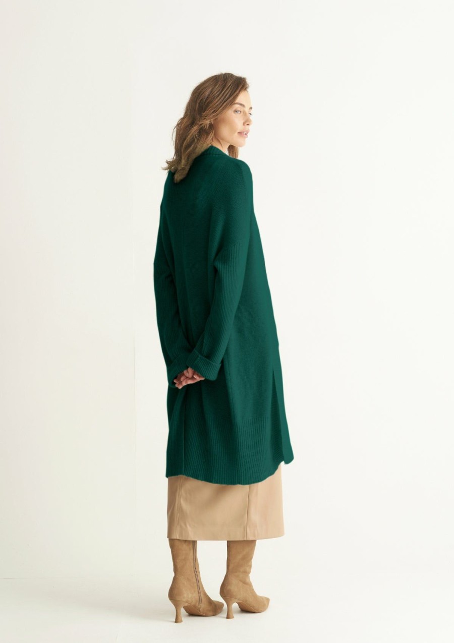 Women Loop Cashmere | Cashmere Edge To Edge Cardigan In Bottle Green