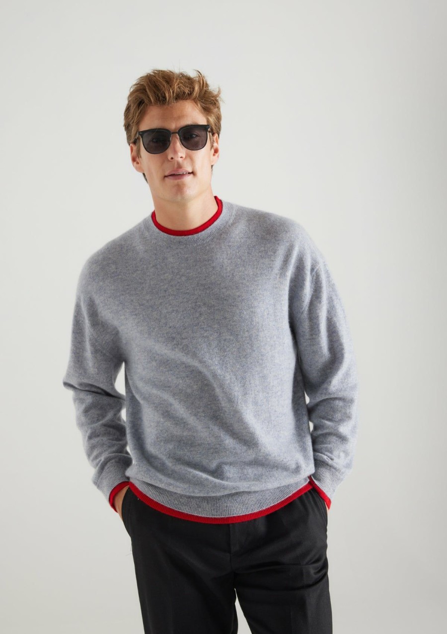 Men Loop Cashmere | Mens Cashmere Crew Neck Sweater In Quarry Grey