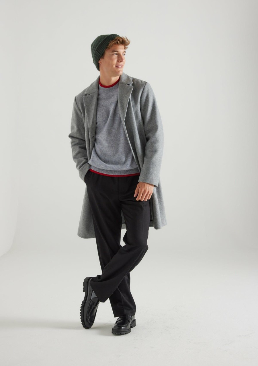 Men Loop Cashmere | Mens Cashmere Crew Neck Sweater In Quarry Grey