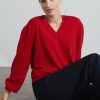 Women Loop Cashmere | Cashmere V Neck Sweater In Postbox