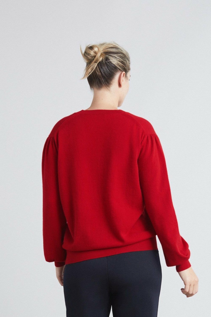 Women Loop Cashmere | Cashmere V Neck Sweater In Postbox