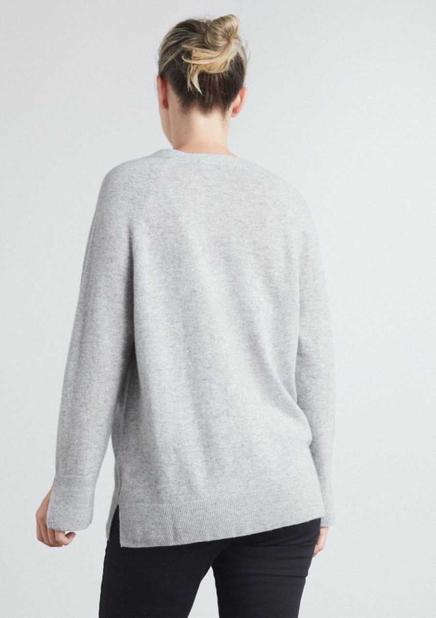 Women Loop Cashmere | V Neck Cashmere Cardigan In Foggy Grey