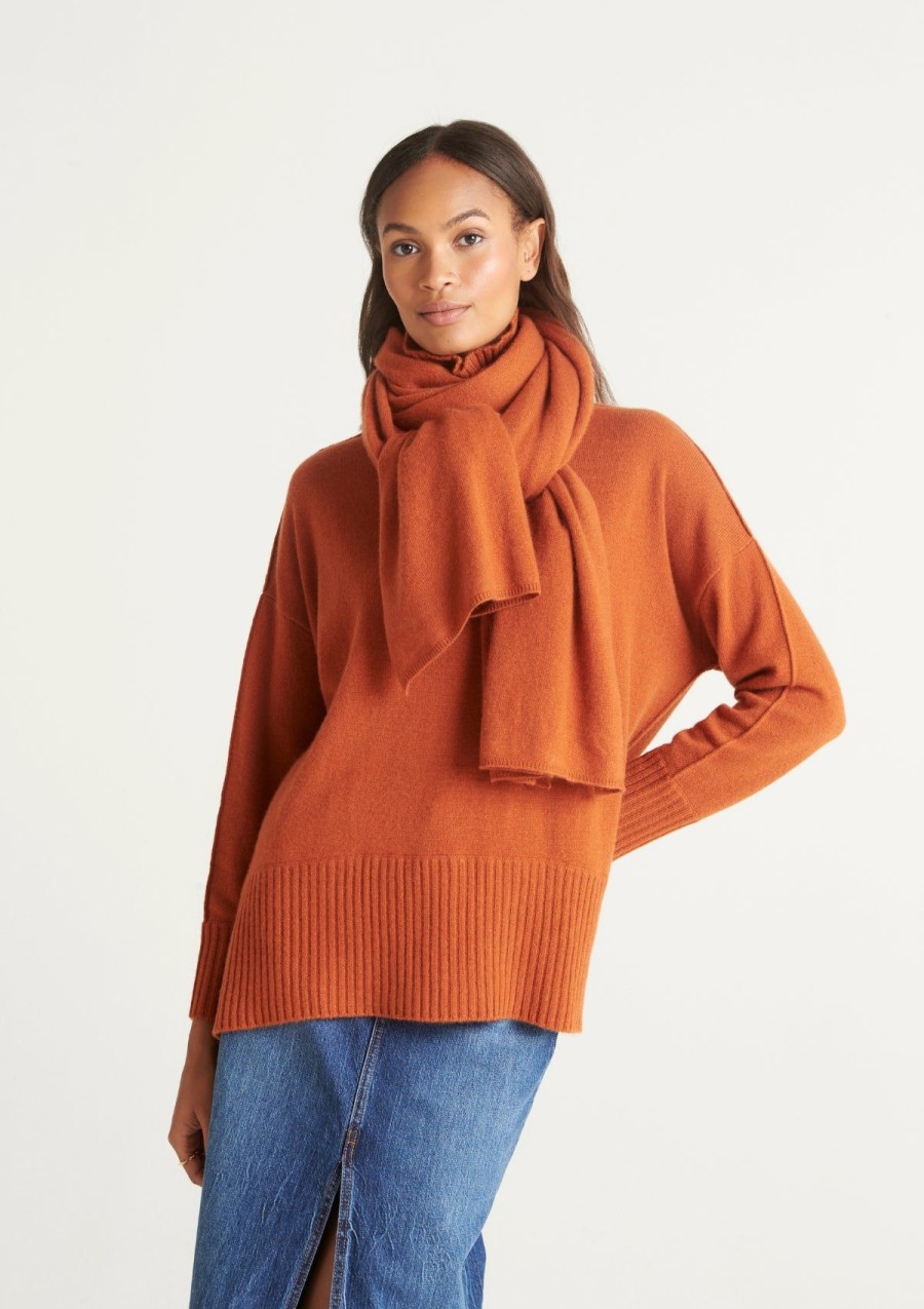 Accessories Loop Cashmere | Cashmere Lofty Blanket Scarf In Ginger Orange