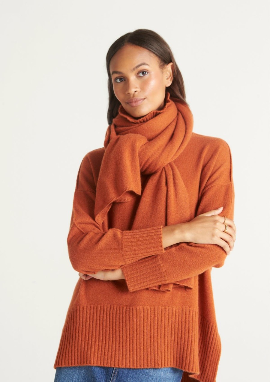 Accessories Loop Cashmere | Cashmere Lofty Blanket Scarf In Ginger Orange