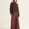 Women Loop Cashmere | Ribbed Trim Polo Sweater In Rye Brown