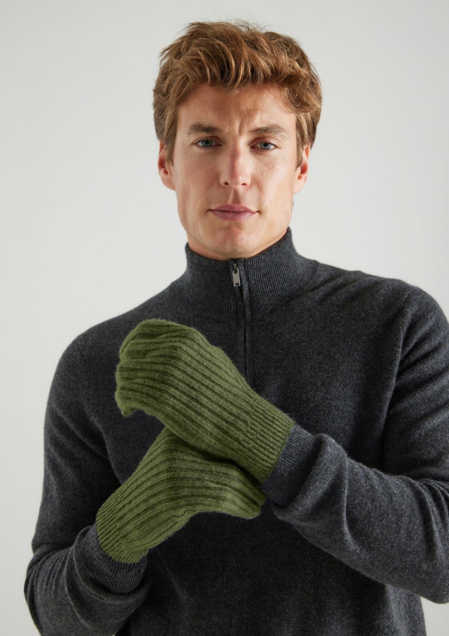 Men Loop Cashmere | Mens Cashmere Gloves In Cypress Green