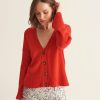 Women Loop Cashmere | Lofty Cashmere Cardigan In Rouge Red