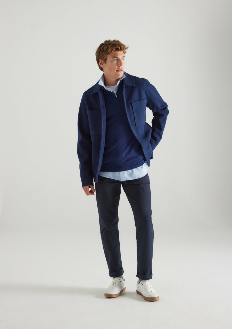 Men Loop Cashmere | Mens Cashmere Half Zip Sweater In Midnight Blue