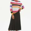 Women Loop Cashmere | Relaxed Cashmere Crew Neck Sweater In Bright Stripe