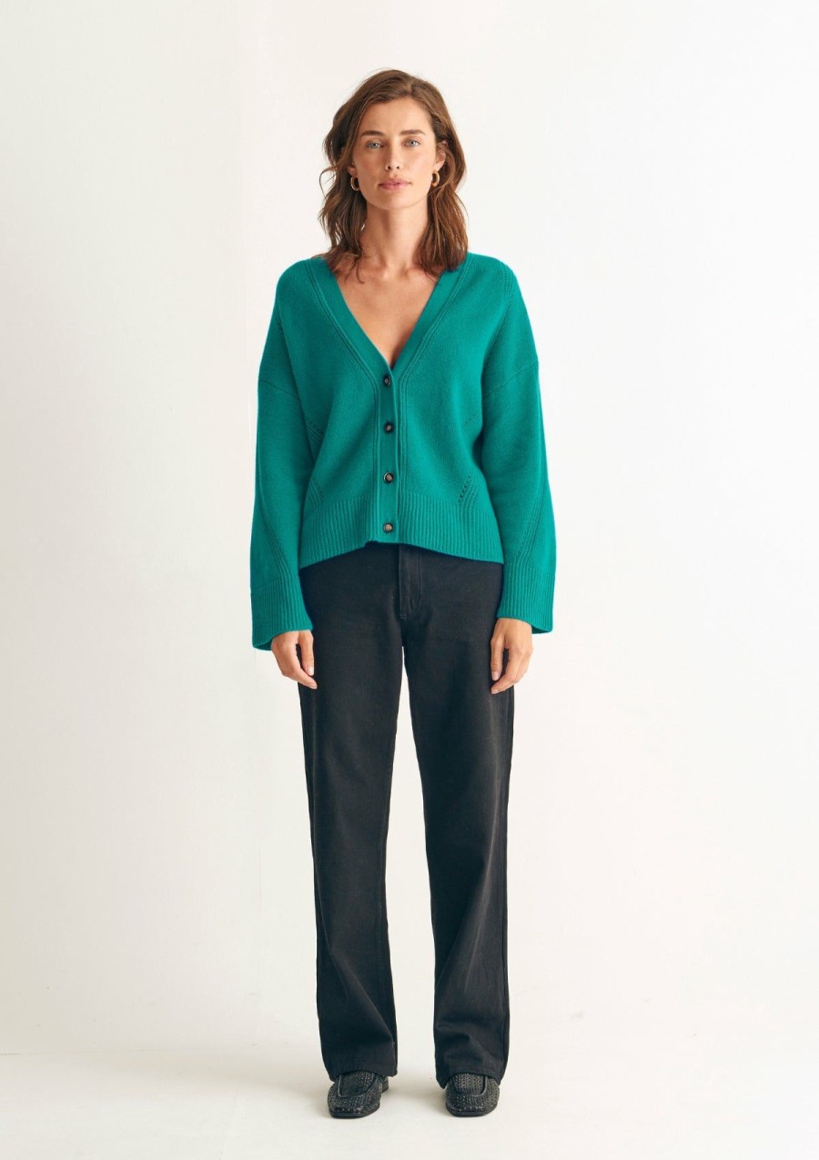 Women Loop Cashmere | Lofty Cashmere Cardigan In Emerald Green