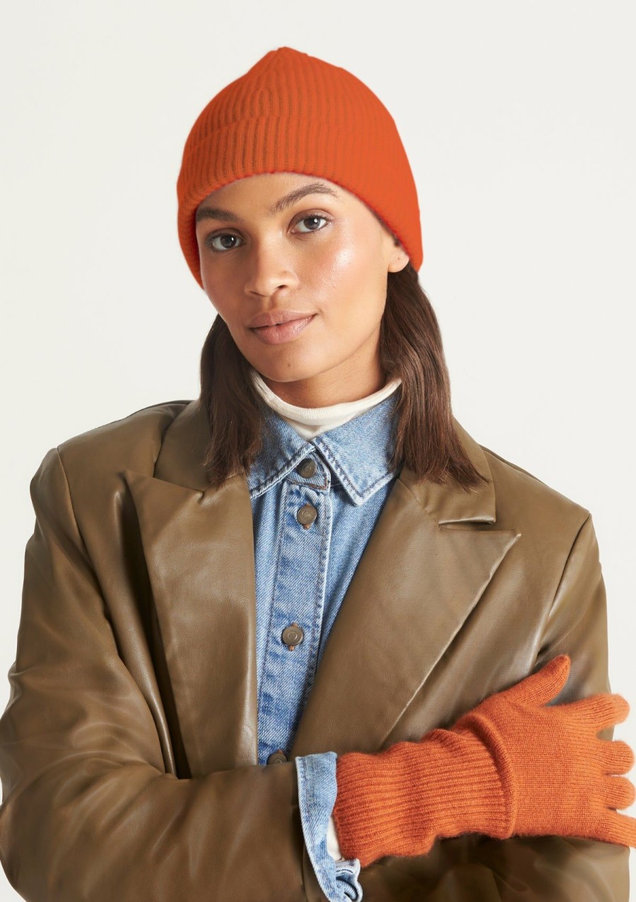 Accessories Loop Cashmere | Cashmere Beanie In Ginger Orange