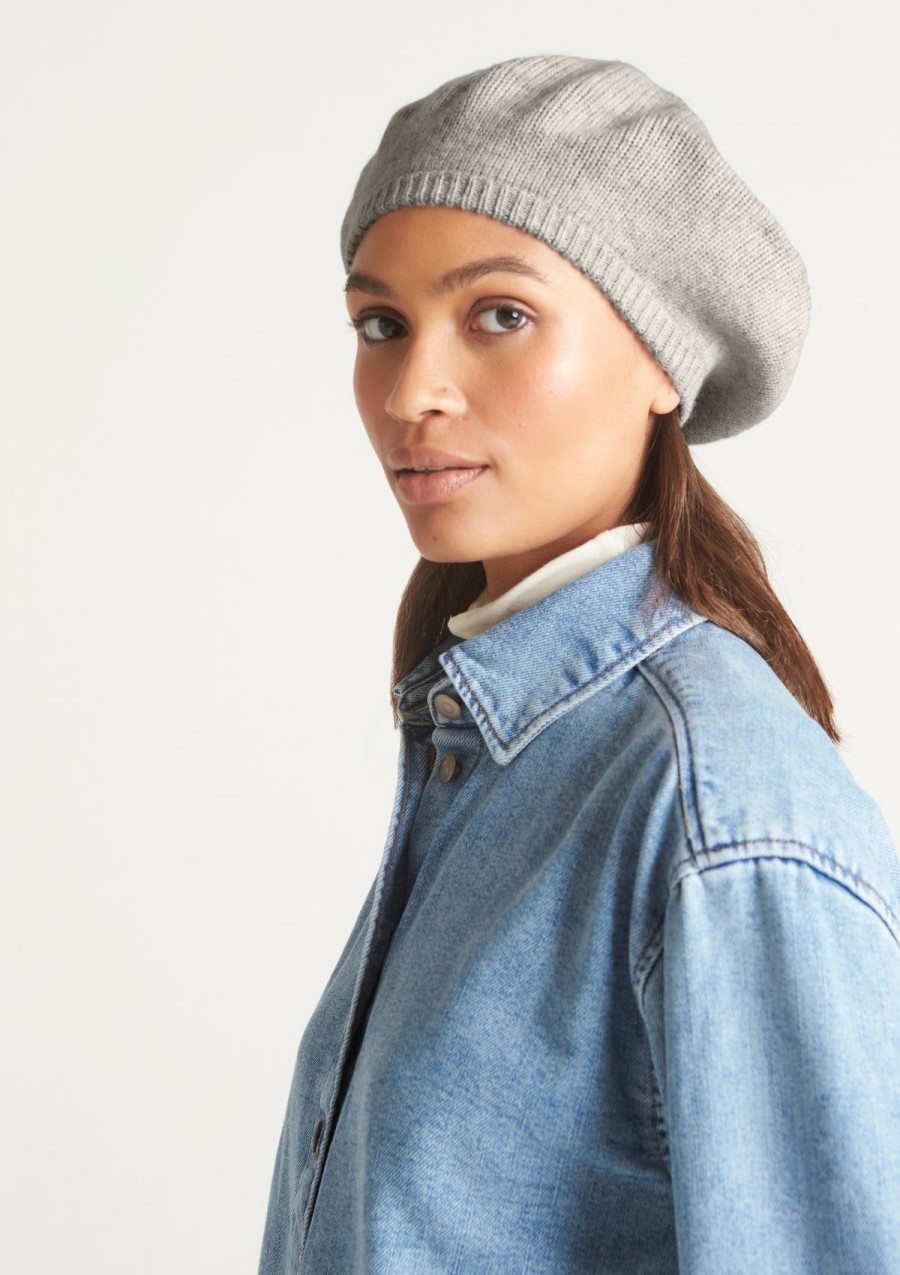 Accessories Loop Cashmere | Cashmere Beret In Foggy Grey