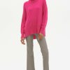 Women Loop Cashmere | Oversized Cashmere Polo Neck Sweater In Hot Pink