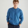 Men Loop Cashmere | Mens Cashmere Crew Neck Sweater In Marina Blue