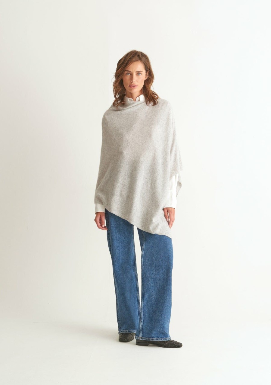 Accessories Loop Cashmere | Cashmere Poncho In Foggy Grey