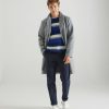 Men Loop Cashmere | Mens Cashmere Crew Neck Sweater In Midnight Blue Stripe