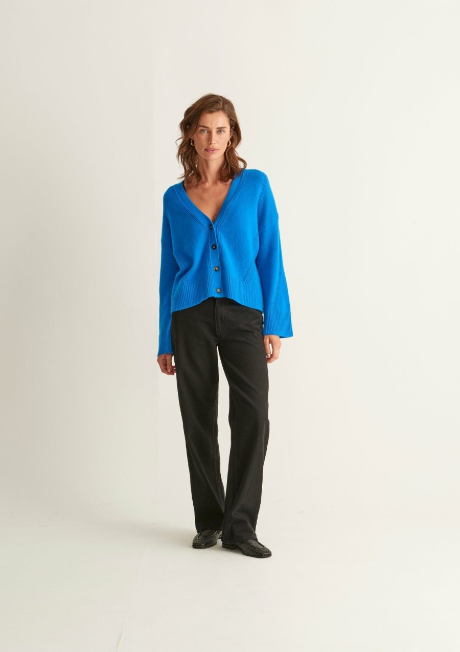 Women Loop Cashmere | Lofty Cashmere Cardigan In Jetstream Blue