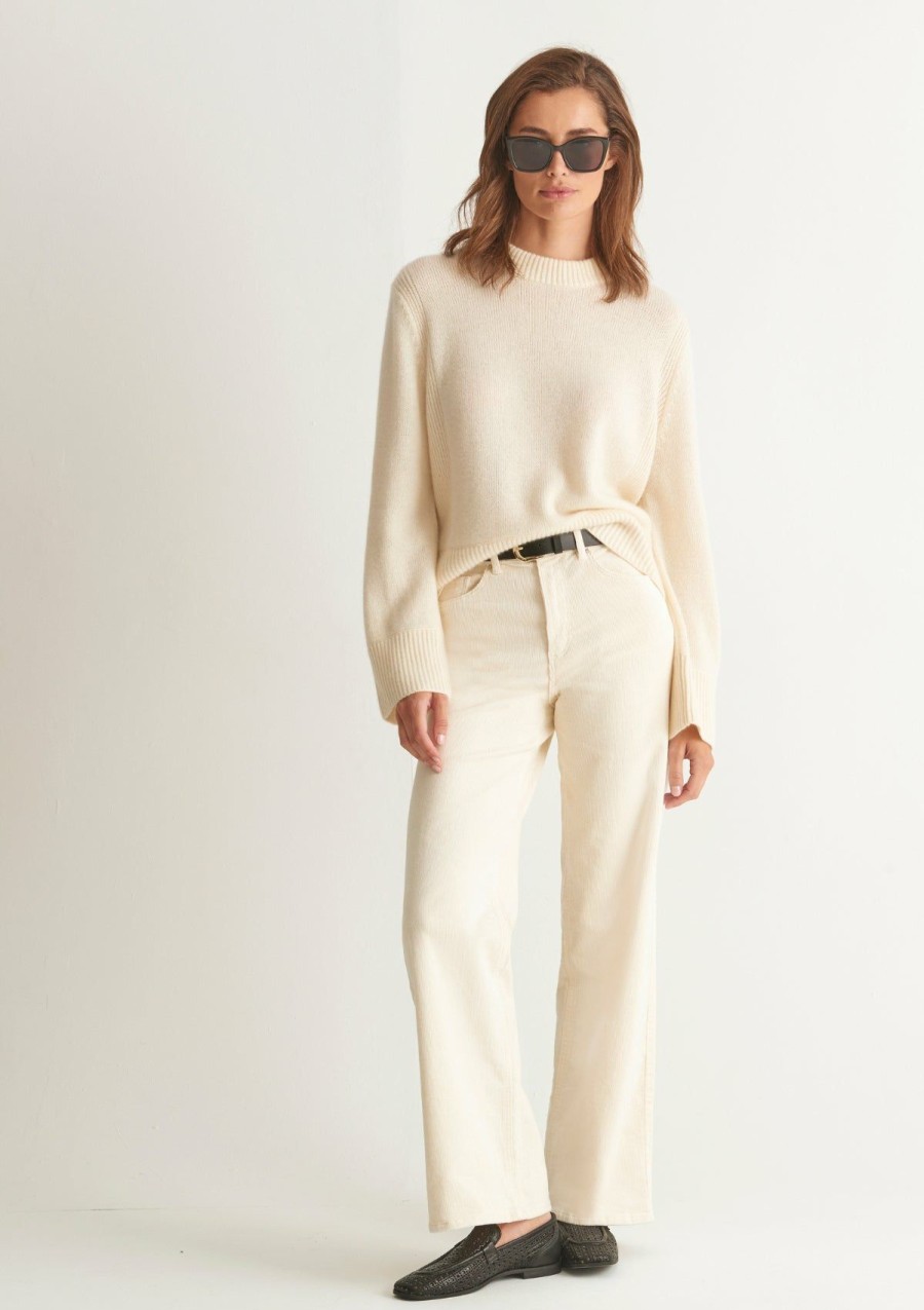 Women Loop Cashmere | Cropped Cashmere Sweatshirt In Natural White