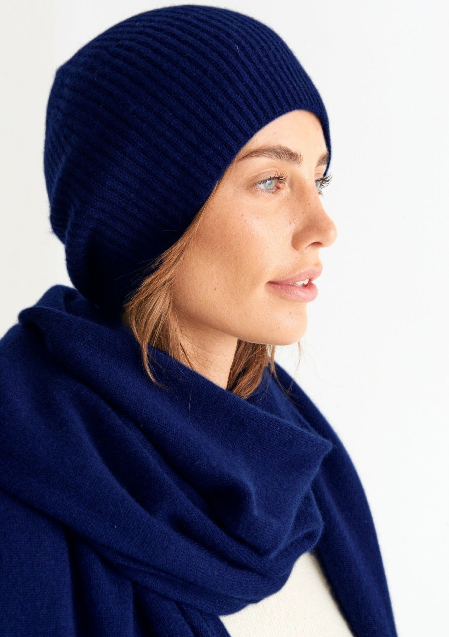 Accessories Loop Cashmere | Cashmere Beanie In Midnight Blue