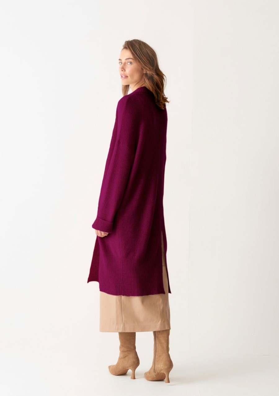 Women Loop Cashmere | Cashmere Edge To Edge Cardigan In Barolo Red