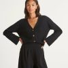 Women Loop Cashmere | Lofty Cashmere Cardigan In Black Sparkle