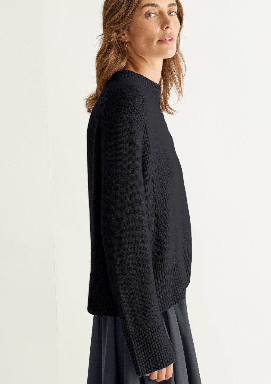 Women Loop Cashmere | Cropped Cashmere Sweatshirt In Black