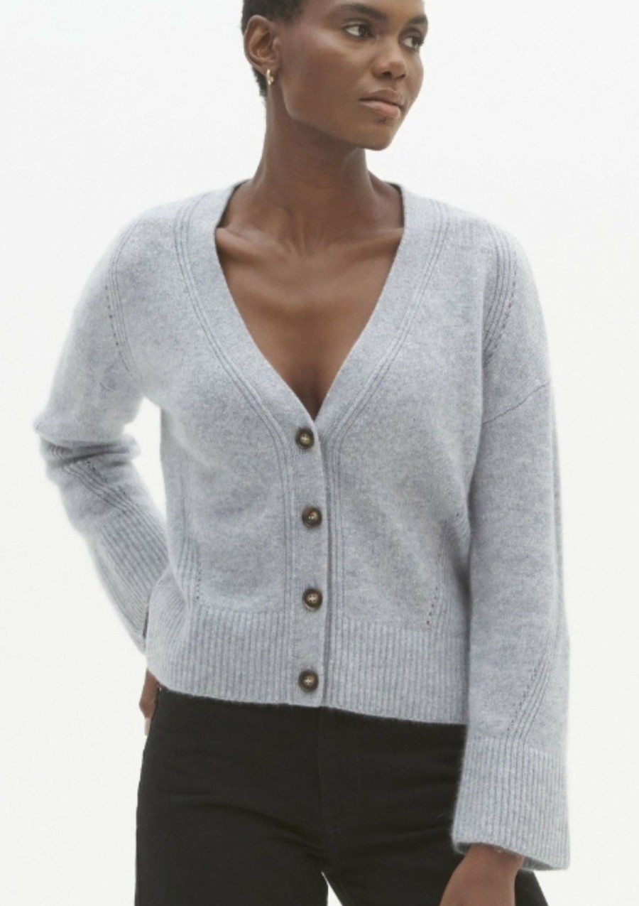 Women Loop Cashmere | Lofty Cashmere Cardigan In Quarry Grey