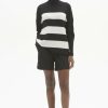 Women Loop Cashmere | Lofty Relaxed Turtleneck Sweater In Black Sparkle Stripe