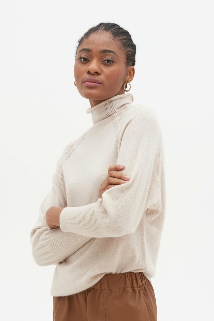 Women Loop Cashmere | Lofty Cashmere Batwing Sweater In Birch