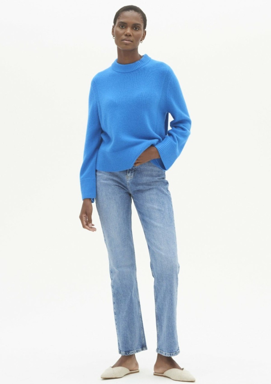 Women Loop Cashmere | Cropped Cashmere Sweatshirt In Jetstream Blue