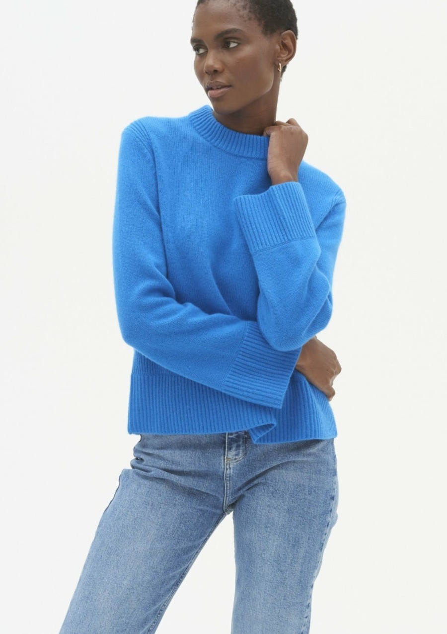 Women Loop Cashmere | Cropped Cashmere Sweatshirt In Jetstream Blue