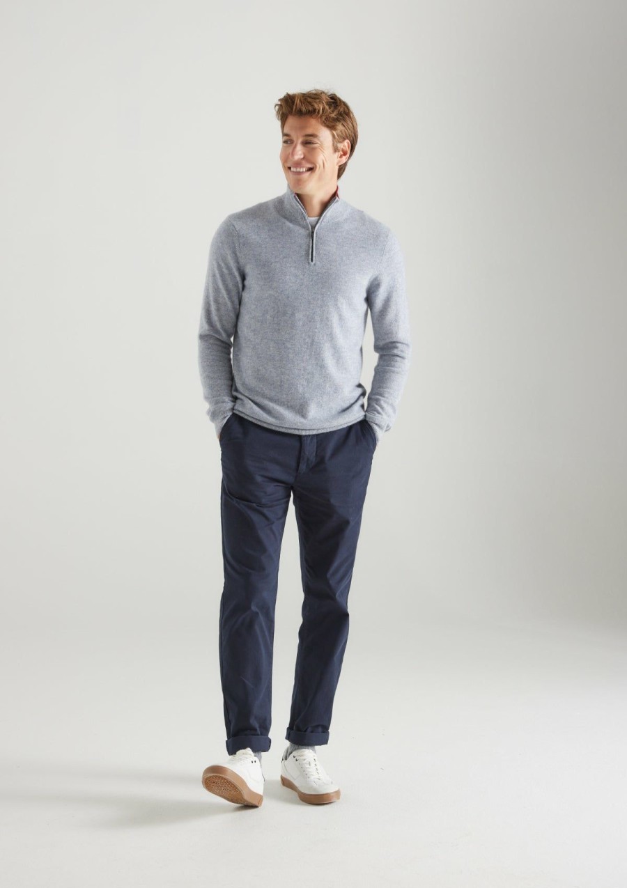 Men Loop Cashmere | Mens Cashmere Half Zip Sweater In Quarry Grey