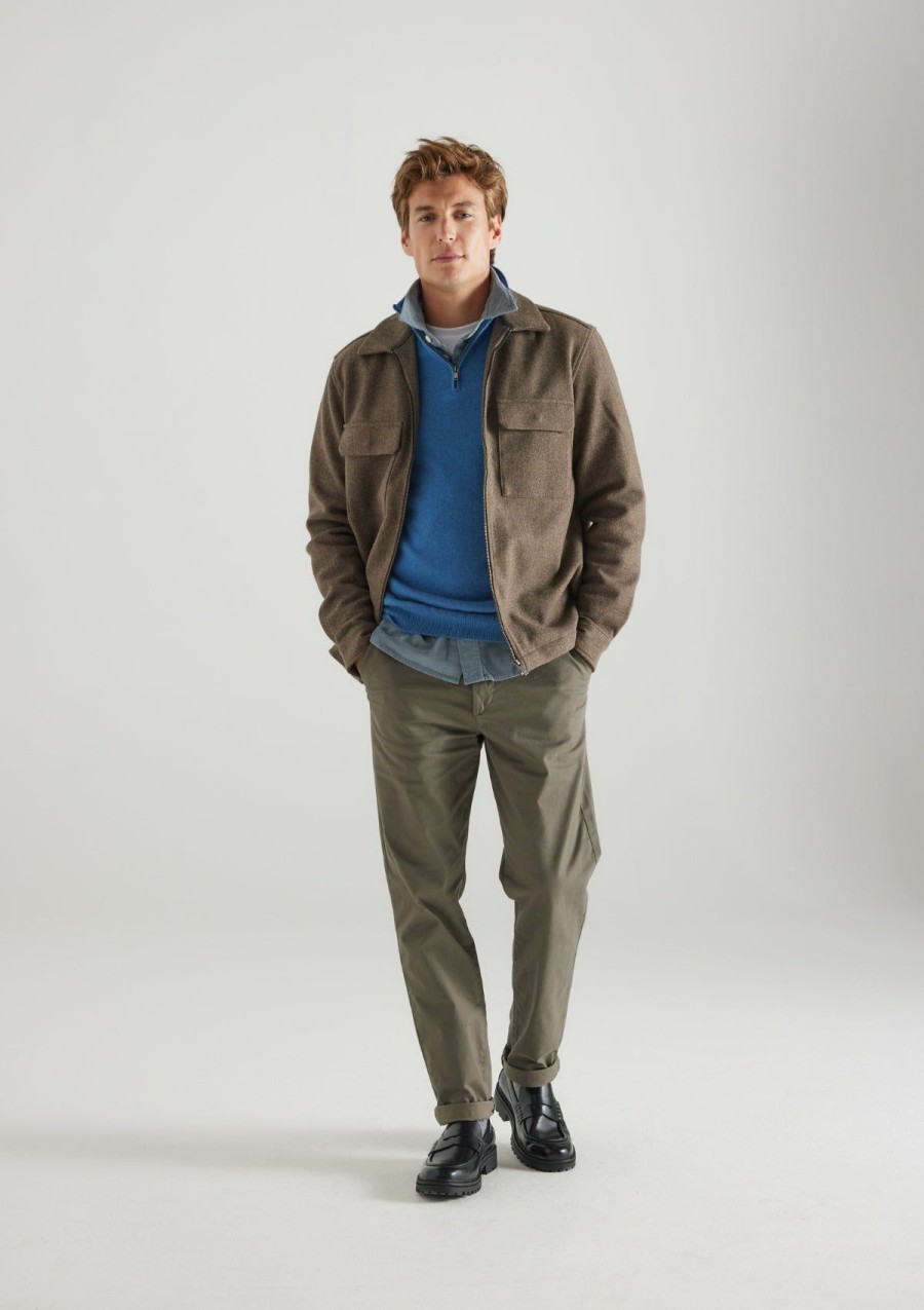 Men Loop Cashmere | Mens Cashmere Half Zip Sweater In Marina Blue