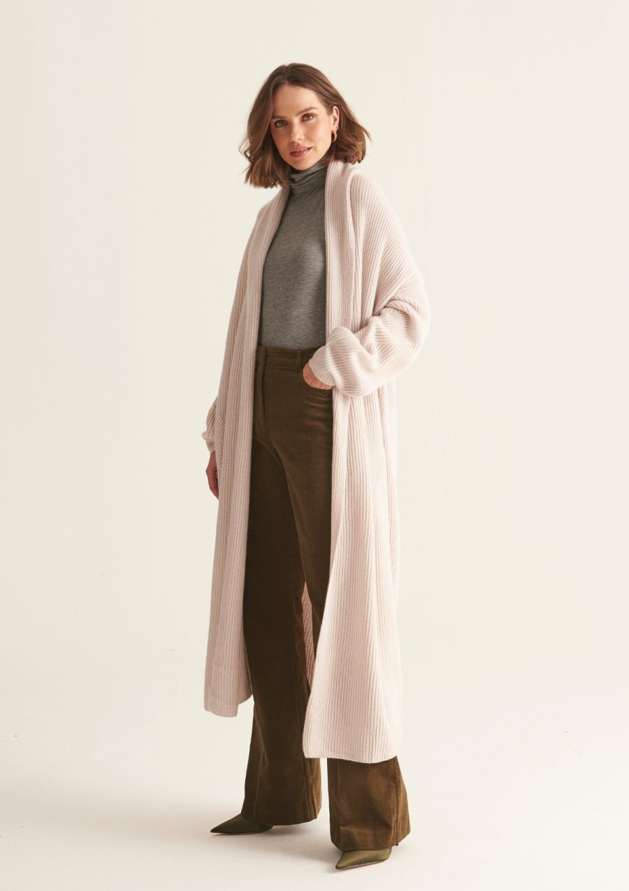 Women Loop Cashmere | Ribbed Cashmere Coatigan In Ballet Pink