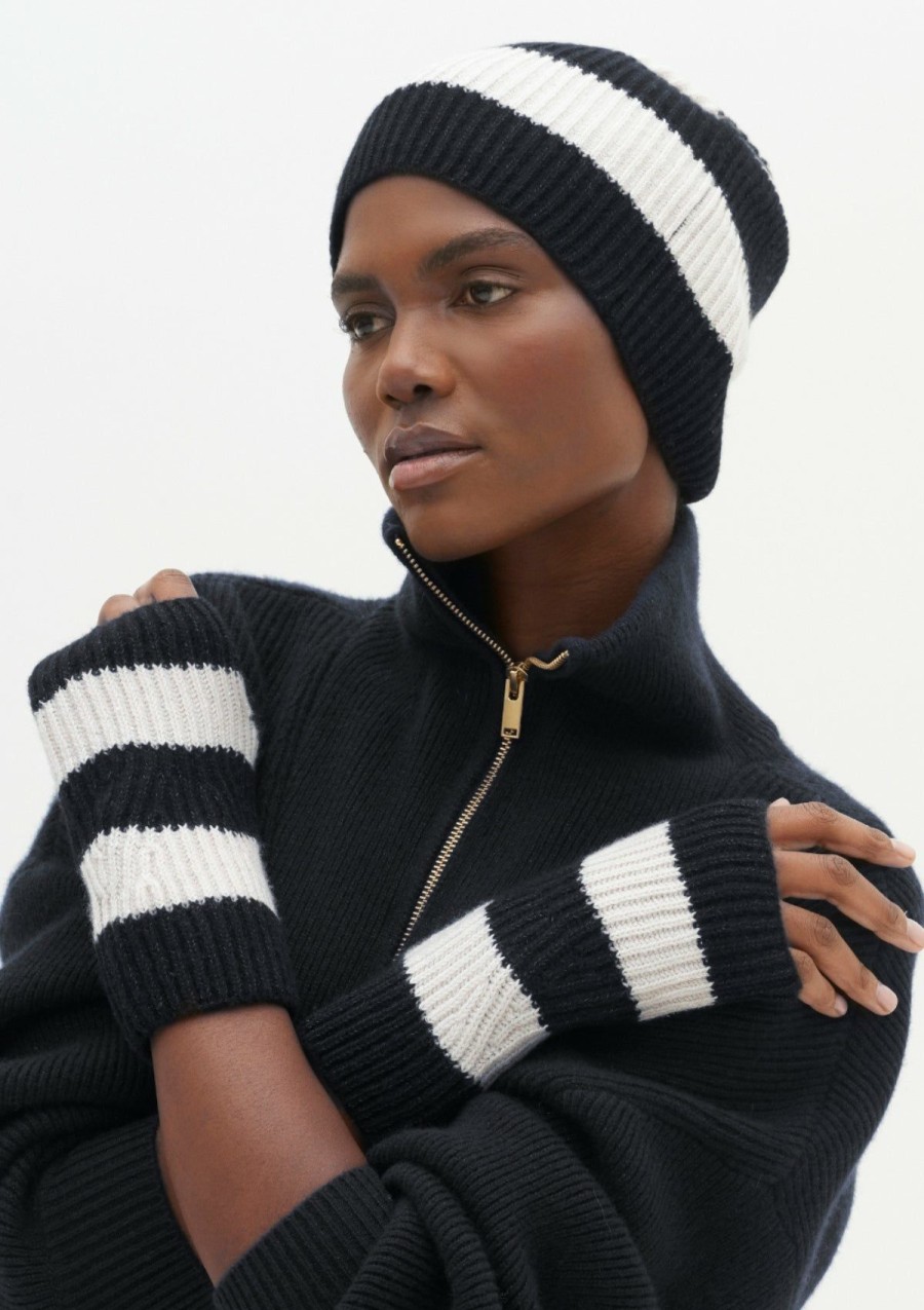 Accessories Loop Cashmere | Cashmere Mitt In Black Sparkle Stripe