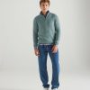 Men Loop Cashmere | Mens Cashmere Half Zip Sweater In Lagoon Green