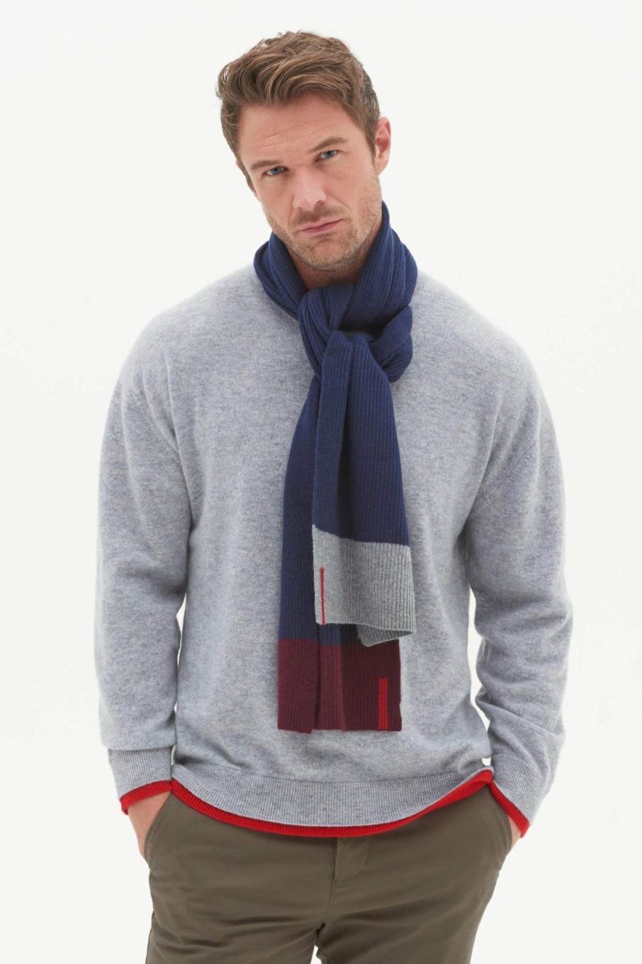 Men Loop Cashmere | Mens Cashmere Scarf In Derby Colourblock