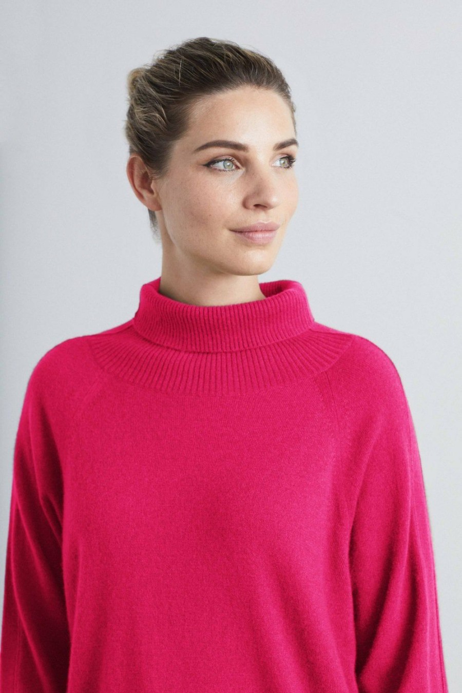 Women Loop Cashmere | Polo Neck Cashmere Sweater In Cherry