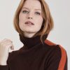 Women Loop Cashmere | Polo Neck Cashmere Sweater In Chocolate/Orange