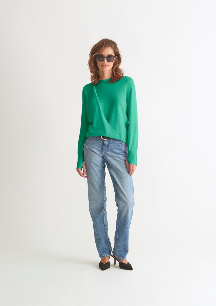 Women Loop Cashmere | Ruched Cashmere Sweatshirt In Island Green