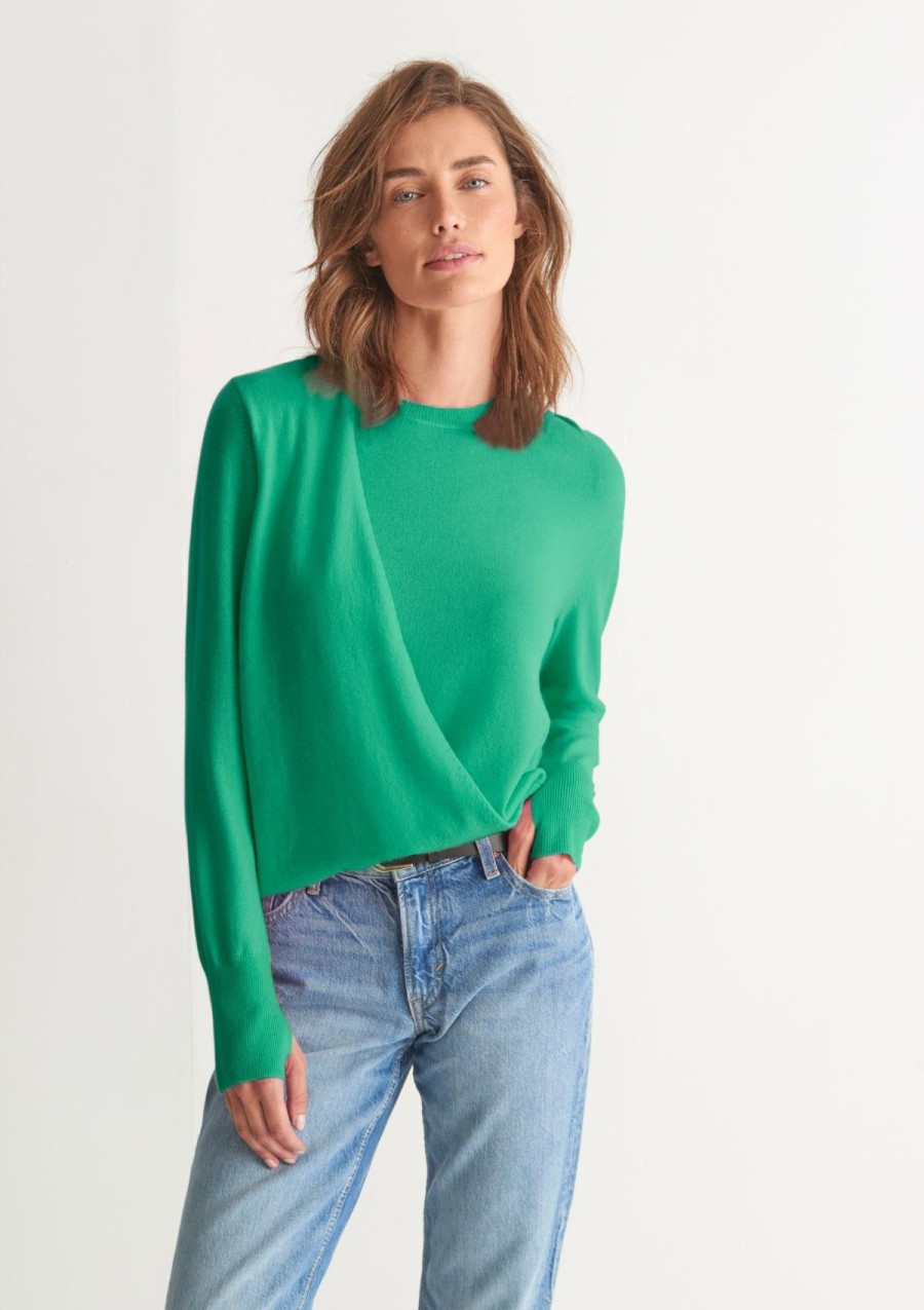 Women Loop Cashmere | Ruched Cashmere Sweatshirt In Island Green