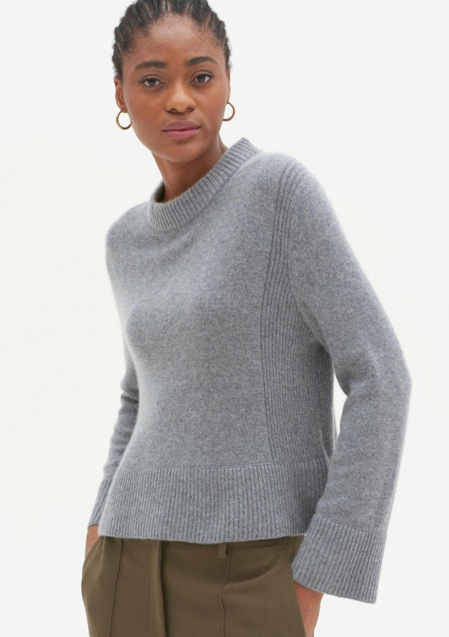 Women Loop Cashmere | Cropped Cashmere Sweatshirt In Quarry Grey