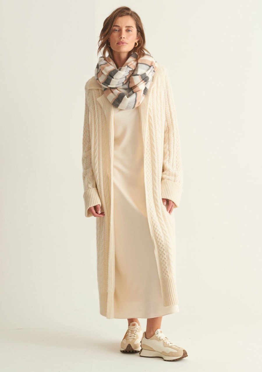 Women Loop Cashmere | Cashmere Cable Coatigan In Natural White